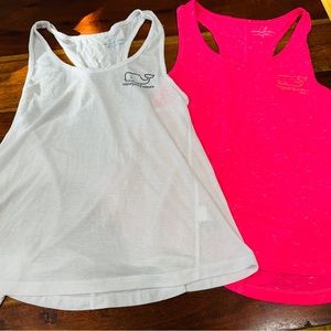 Vineyard Vines Tank Tops in white and hot pink. Size Small.